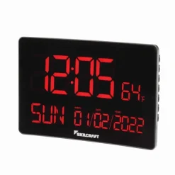 AbilityOne 6645016988079 Clock Digital Wall Mount And Desktop Self-Set Movement 3.93& Time Digits Black With Red Digits - One-stop shop for professional tools and equipment.