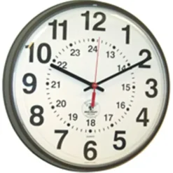 AbilityOne 6645014919832 SKILCRAFT Atomic 12/24 Hour Slimline Wall Clock - 12-3/4& Diameter, Brown - Analog - Quartz - Atomic - One-stop shop for professional tools and equipment.