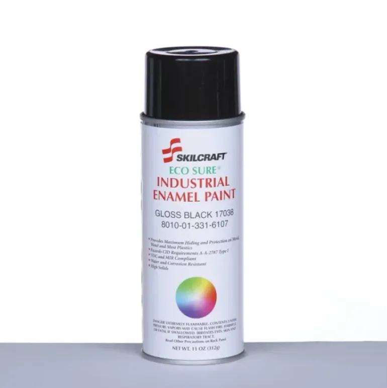 AbilityOne 8010013316107 SKILCRAFT ECO-SURE Industrial Enamel Aerosol Paints - A-A-2787, Type I, Black, 17038 - 11 oz - 1Each - Black - One-stop shop for professional tools and equipment.