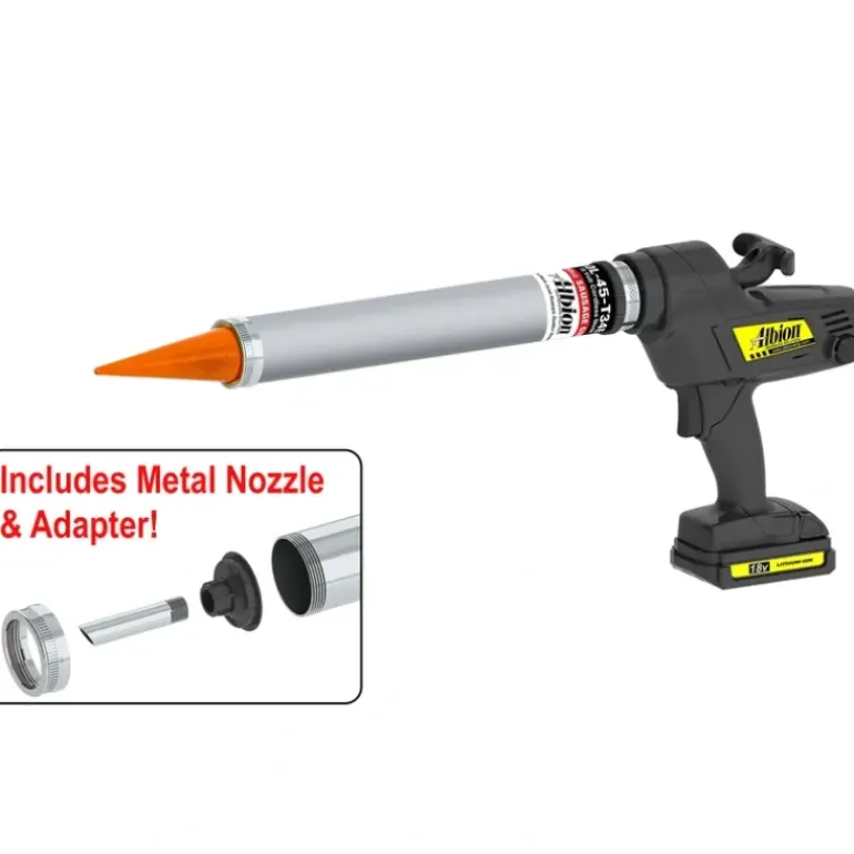 Albion Engineering DL-45-T34E 20oz Cordless Sausage Gun w/ Aluminum Barrel and Orange Cone Nozzles 18 Volt - One-stop shop for professional tools and equipment.