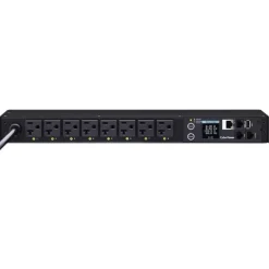CyberPower PDU41002 Single Phase 100 - 120 VAC 20A Switched PDU - 8 Outlets, 12 ft, NEMA L5-20P (5-20P Adapter), Horizontal, 1U, SNMP, LCD, 3YR Warranty - One-stop shop for professional tools and equipment.