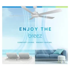 Delta Breez VCA725LED-HEWH Breez Pleasanton, 72-inch 5-Blade, Wet Rated, Ceiling Fan with LED Light and Remote Control (White) - One-stop shop for professional tools and equipment.