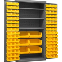 Durham 3501-BDLP-102-3S-95 CABINET, 14 GAUGE, 3 SHELF, 102 YELLOW BINS , 36 X 24 X 72 - One-stop shop for professional tools and equipment.