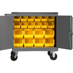 Durham 3100-BLP-20-95 MOBILE BENCH CABINET, 20 YELLOW BINS, 24-1/4 X 42-1/8 X 37-3/4 - One-stop shop for professional tools and equipment.