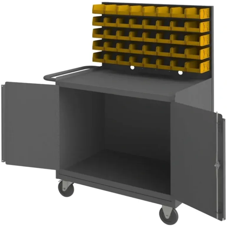 Durham 3112-32B-LU-5PO-95 MOBILE WORKSTATION, 32 BINS AND CABINET, 24-3/8 X 42-3/8 X 58 - One-stop shop for professional tools and equipment.