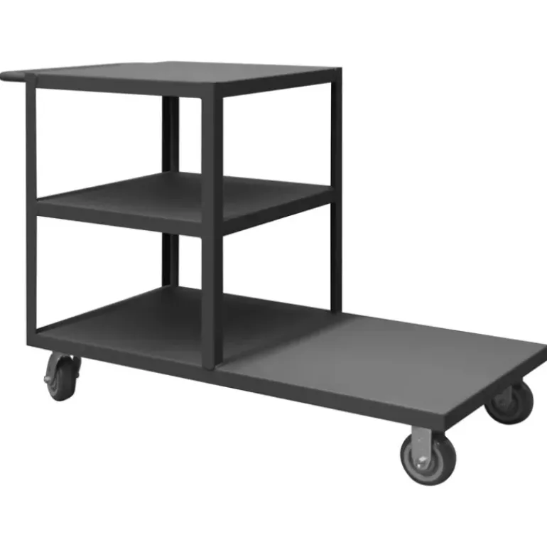 Durham EPT3S30605PU95 PLATFORM TRUCK, 3 SIDED, 1200 LBS. CAPACITY, 30 X 30, 60 BOTTOM SHELF - One-stop shop for professional tools and equipment.