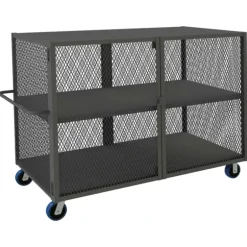 Durham HTL-3672-DD-2-6PU-95 MESH TRUCK, 1 FIXED SHELF, 1 BASE SHELF, 36 X 72, 2000 LBS. CAPACITY - One-stop shop for professional tools and equipment.