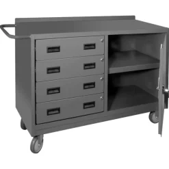 Durham 2211-95 MOBILE BENCH CABINET, 1 SHELF, 4 DRAWERS, 18-1/4 X 42-1/8 X 36-3/8 - One-stop shop for professional tools and equipment.