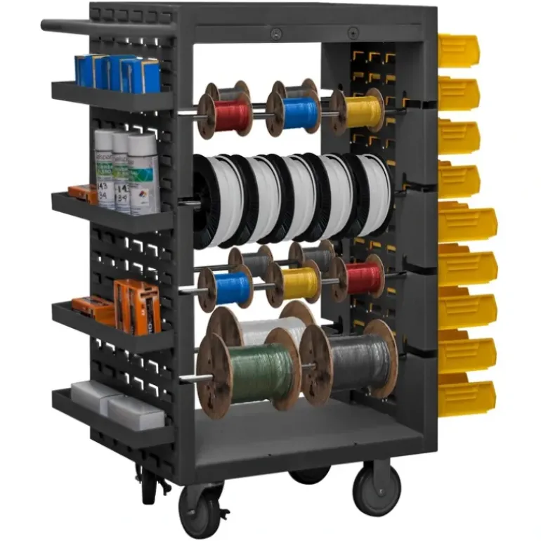 Durham MWSR8-LP-95 MOBILE WIRE SPOOL CART, 8 RODS, LOUVERED PANEL SIDES, 18-1/8 X 32-1/4 X 46-1/16 - One-stop shop for professional tools and equipment.