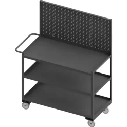 Durham RSC-2436-3-PB-95 STOCK CART, 3 SHELF, PEGBOARD, 24-1/4 X 42-1/4 X 67-5/8 - One-stop shop for professional tools and equipment.