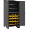 Durham 3702-16-3S-95 CABINET, 14 GAUGE, 3 SHELF, 16 YELLOW BINS , 36 X 24 X 78 - One-stop shop for professional tools and equipment.