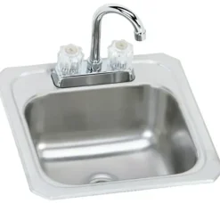 Elkay BCRA150C Celebrity® Stainless Steel 15& x 15& x 6-1/8& 2-Hole Single Bowl Drop-in Bar Sink + Faucet Kit - One-stop shop for professional tools and equipment.