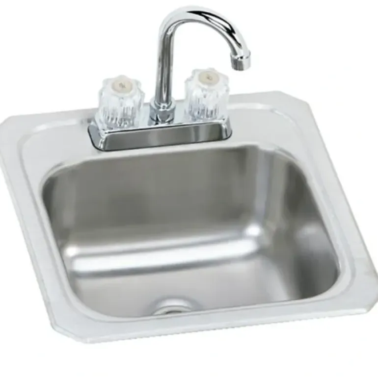 Elkay BCRA150C Celebrity® Stainless Steel 15& x 15& x 6-1/8& 2-Hole Single Bowl Drop-in Bar Sink + Faucet Kit - One-stop shop for professional tools and equipment.