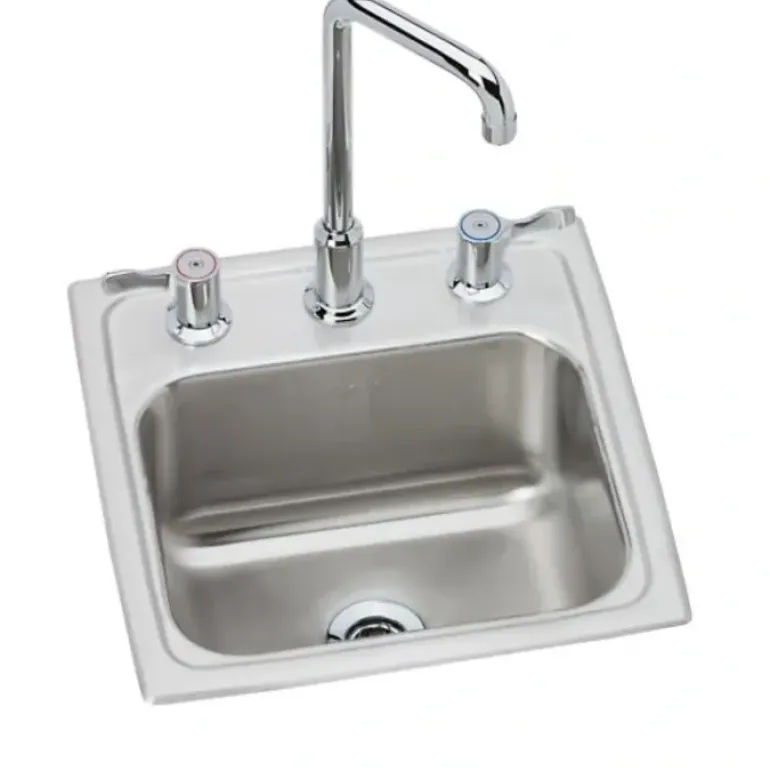 Elkay BLH15C Lustertone® Classic Stainless Steel 15& x 15& x 7-1/8& 3-Hole Single Bowl Drop-in Bar Sink + Faucet Kit - One-stop shop for professional tools and equipment.