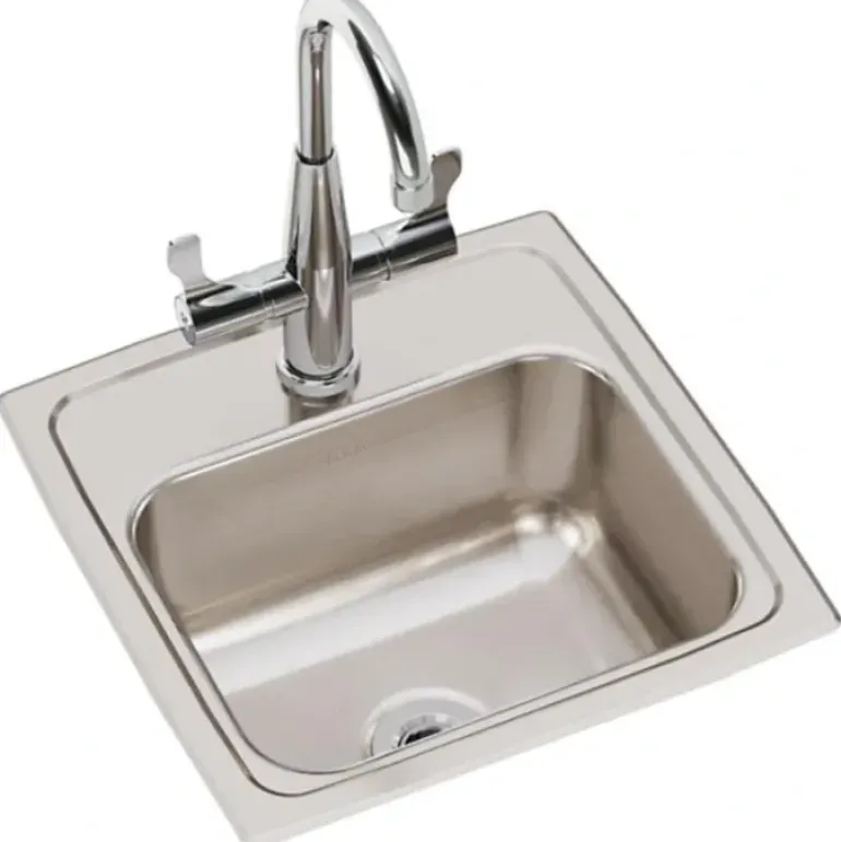 Elkay BLR150C Lustertone® Classic Stainless Steel 15& x 15& x 7-1/8& 1-Hole Single Bowl Drop-in Bar Sink + Faucet Kit - One-stop shop for professional tools and equipment.
