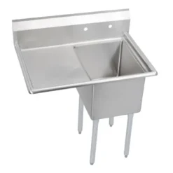 Elkay 1C18X18-L-18X Dependabilt Stainless Steel 38-1/2& x 23-13/16& x 44-3/4& 16 Gauge One Compartment Sink w/ 18& Left Drainboard and Stainless Steel Legs - One-stop shop for professional tools and equipment.