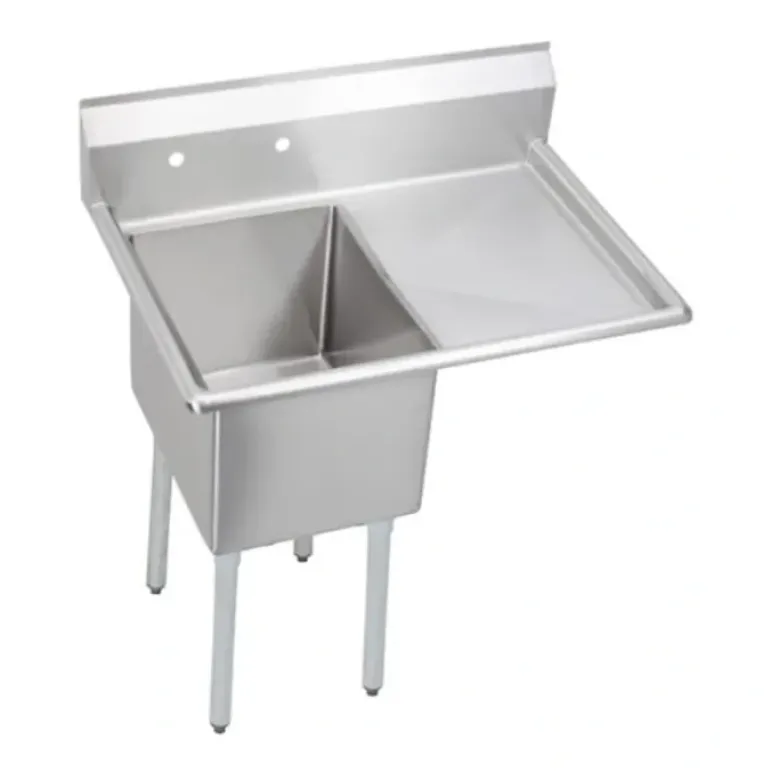 Elkay 1C18X24-R-24X Dependabilt Stainless Steel 44-1/2& x 29-13/16& x 44-3/4& 16 Gauge One Compartment Sink w/24& Right Drainboard and Stainless Steel Legs - One-stop shop for professional tools and equipment.