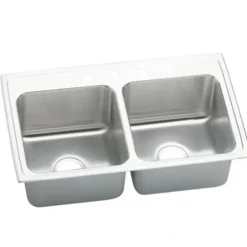Elkay DLRQ331910 Lustertone® Classic Stainless Steel 33& x 19-1/2& x 10-1/8& Equal Double Bowl Drop-in Sink with Quick-clip - One-stop shop for professional tools and equipment.