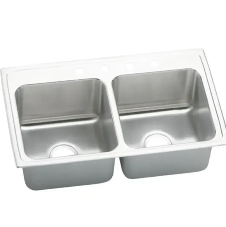 Elkay DLRQ331910 Lustertone® Classic Stainless Steel 33& x 19-1/2& x 10-1/8& Equal Double Bowl Drop-in Sink with Quick-clip - One-stop shop for professional tools and equipment.