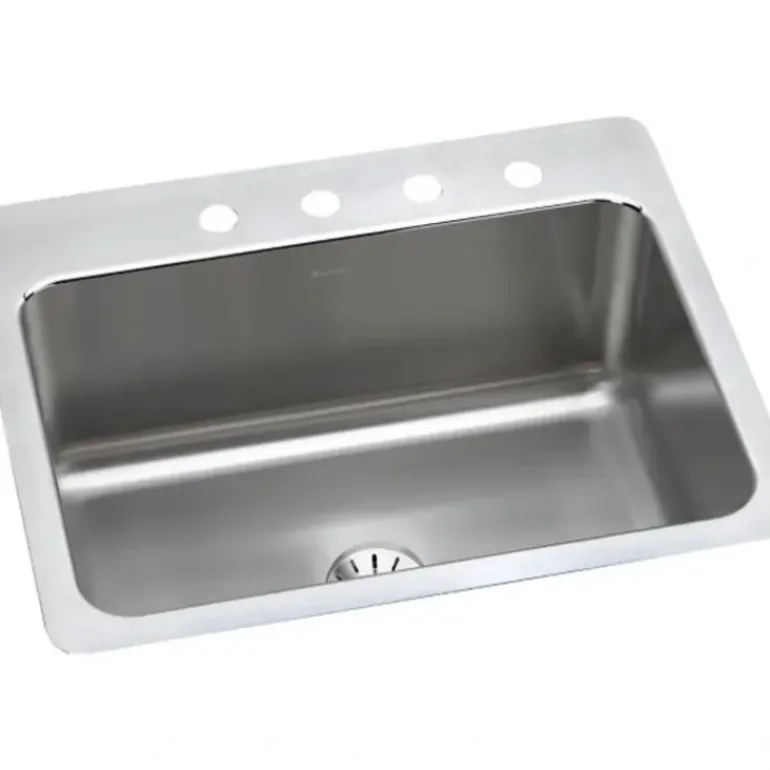 Elkay DLSR272210PD Lustertone® Classic Stainless Steel 27& x 22& x 10& Single Bowl Dual Mount Sink with Perfect Drain® - One-stop shop for professional tools and equipment.