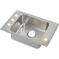 Elkay DRKADQ2517454 Lustertone® Classic Stainless Steel 25& x 17& x 4-1/2& 4-Hole Single Bowl Drop-in Classroom ADA Sink with Quick-clip - One-stop shop for professional tools and equipment.
