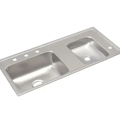 Elkay DRKAD371745R4 Lustertone® Classic Stainless Steel 37-1/4& x 17& x 4-1/2& Double Bowl Drop-in Classroom ADA Sink - One-stop shop for professional tools and equipment.