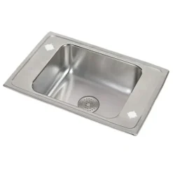 Elkay DRKR2517PD2 Lustertone® Classic Stainless Steel 25& x 17& x 7-5/8& 2-Hole Single Drop-in Classroom Sink w/Perfect Drain® Grid - One-stop shop for professional tools and equipment.