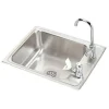 Elkay DRKR2217RC Lustertone® Classic Stainless Steel 22& x 17& x 7-5/8& 2-Hole Single Drop-in Classroom Sink + Faucet/Bubbler Kit - One-stop shop for professional tools and equipment.