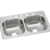 Elkay DSE23322 Dayton® Stainless Steel 33& x 22& x 8-1/16& Equal Double Bowl Drop-in Sink - One-stop shop for professional tools and equipment.