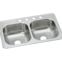 Elkay DSE23322 Dayton® Stainless Steel 33& x 22& x 8-1/16& Equal Double Bowl Drop-in Sink - One-stop shop for professional tools and equipment.