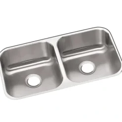 Elkay DXUH3118 Dayton® Stainless Steel 31-3/4& x 18-1/4& x 8& Equal Double Bowl Undermount Sink - One-stop shop for professional tools and equipment.
