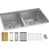 Elkay ECTRUAQ31169TWC Crosstown® 18 Gauge Workstation Stainless Steel 31-1/2& x 18-1/2& x 9& Equal Double Bowl Sink Kit with Aqua Divide - One-stop shop for professional tools and equipment.