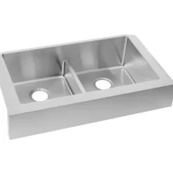 Elkay ECTRUFA32179 Crosstown® 18 Gauge Stainless Steel 35-7/8& x 20-1/4& x 9& Equal Double Bowl Farmhouse Sink with Aqua Divide - One-stop shop for professional tools and equipment.