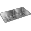 Elkay ECTRU32179RTC Crosstown® 18 Gauge Stainless Steel 31-1/2& x 18-1/2& x 9& 60/40 Double Bowl Undermount Sink Kit - One-stop shop for professional tools and equipment.