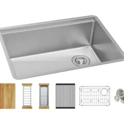 Elkay ECTRU30169RTWC Crosstown® 18 Gauge Workstation Stainless Steel 31-1/2& x 18-1/2& x 9& Single Bowl Undermount Sink Kit - One-stop shop for professional tools and equipment.