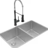 Elkay ECTRU31179TFMC Crosstown® 18 Gauge Stainless Steel 31-1/2& x 18-1/2& x 9& Equal Double Bowl Undermount Sink & Faucet Kit with Drain - One-stop shop for professional tools and equipment.