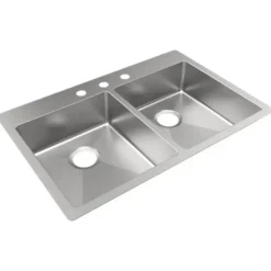 Elkay ECTSRAD3322601 Crosstown® 18 Gauge Stainless Steel 33& x 22& x 6&, Equal 1-Hole Double Bowl Dual Mount ADA Sink - One-stop shop for professional tools and equipment.