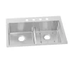 Elkay ECTSRA33229TBG Crosstown 18 Gauge Stainless Steel 33& x 22& x 9& Equal Double Bowl Dual Mount Sink Kit with Aqua Divide - One-stop shop for professional tools and equipment.