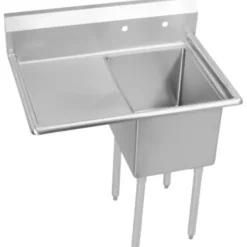 Elkay E1C24X24-L-24X Dependabilt Stainless Steel 50-1/2& x 29-13/16& x 43-3/4& 18 Gauge One Compartment Sink w/ 24& Left Drainboard and Stainless Steel Legs - One-stop shop for professional tools and equipment.