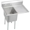 Elkay E1C16X20-R-18X Dependabilt Stainless Steel 36-1/2& x 25-13/16& x 43-3/4& 18 Gauge One Compartment Sink w/ 18& Right Drainboard and Stainless Steel Legs - One-stop shop for professional tools and equipment.