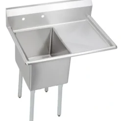 Elkay E1C16X20-R-18X Dependabilt Stainless Steel 36-1/2& x 25-13/16& x 43-3/4& 18 Gauge One Compartment Sink w/ 18& Right Drainboard and Stainless Steel Legs - One-stop shop for professional tools and equipment.
