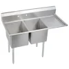 Elkay E2C16X20-R-18X Dependabilt Stainless Steel 54-1/2& x 25-13/16& x 43-3/4& 18 Gauge Two Compartment Sink w/ 18& Right Drainboard and Stainless Steel Legs - One-stop shop for professional tools and equipment.