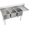 Elkay E3C16X20-R-18X Dependabilt Stainless Steel 72-1/2& x 25-13/16& x 43-3/4& 18 Gauge Three Compartment Sink w/ 18& Right Drainboard and Stainless Steel Legs - One-stop shop for professional tools and equipment.