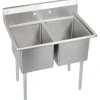 Elkay E2C16X20-0X Dependabilt Stainless Steel 39& x 25-13/16& x 43-3/4& 18 Gauge Two Compartment Sink with Stainless Steel Legs - One-stop shop for professional tools and equipment.
