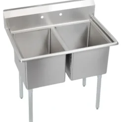 Elkay E2C16X20-0X Dependabilt Stainless Steel 39& x 25-13/16& x 43-3/4& 18 Gauge Two Compartment Sink with Stainless Steel Legs - One-stop shop for professional tools and equipment.