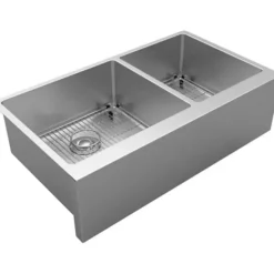 Elkay EFRUFF23417DBG Crosstown® 16 Gauge Stainless Steel 35-7/8& x 20-1/4& x 9& Double Bowl Tall Farmhouse Sink Kit - One-stop shop for professional tools and equipment.