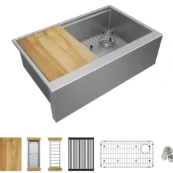 Elkay EFRUFF30179RW Crosstown® 16 Gauge Workstation Stainless Steel 31-7/8& x 20-1/4& x 9-7/16& Single Bowl Farmhouse Sink Kit - One-stop shop for professional tools and equipment.