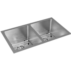 Elkay EFRU311810TC Crosstown® 16 Gauge Stainless Steel 30-3/4& x 18-1/2& x 10& Equal Double Bowl Undermount Sink Kit - One-stop shop for professional tools and equipment.