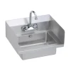 Elkay EHS-18-SDX Stainless Steel 18& x 14-1/2& x 11& 18 Gauge Hand Sink with Side Splashes Lever Drain P-Trap Overflow and Faucet - One-stop shop for professional tools and equipment.