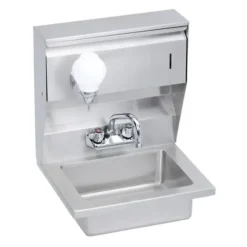 Elkay EHS-18-STDX Stainless Steel 18& x 14-1/2& x 23& 18 Gauge Hand Sink with Soap and Towel Dispenser and Faucet - One-stop shop for professional tools and equipment.